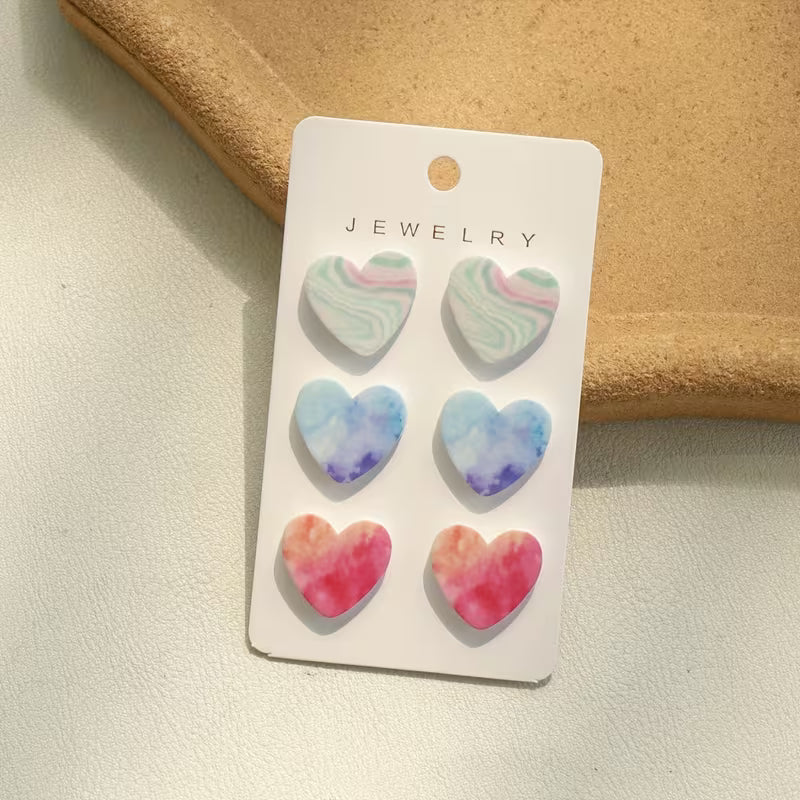 Aretes Trío Corazones pastel