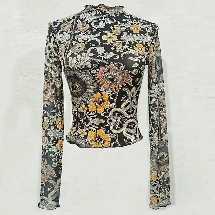 Blusa mesh ojo floral