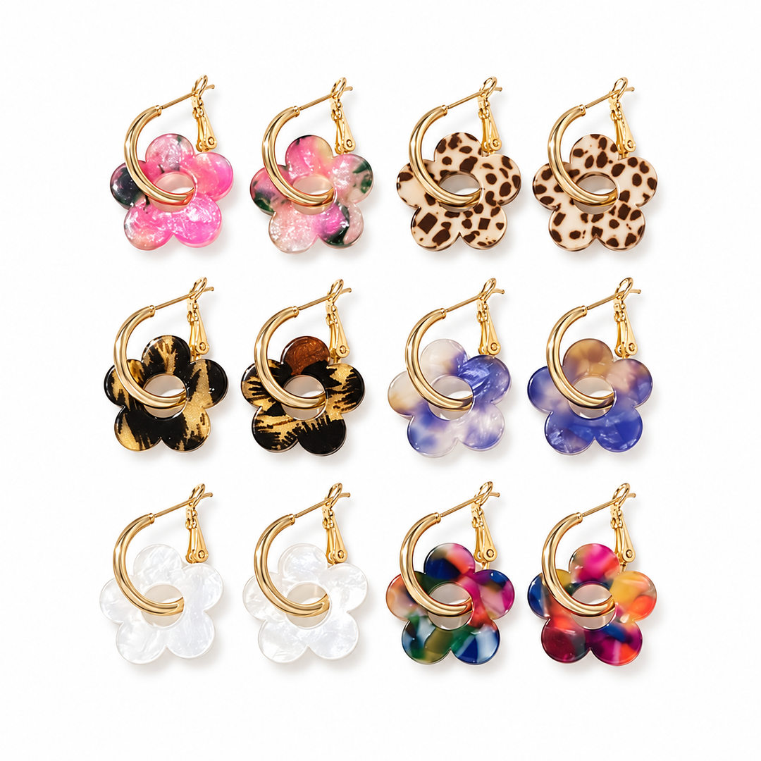 Juego de aretes de flor