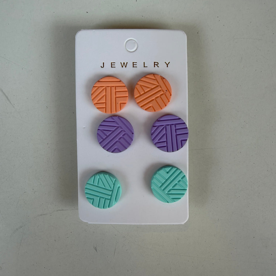 Aretes 3 pares círculos colores