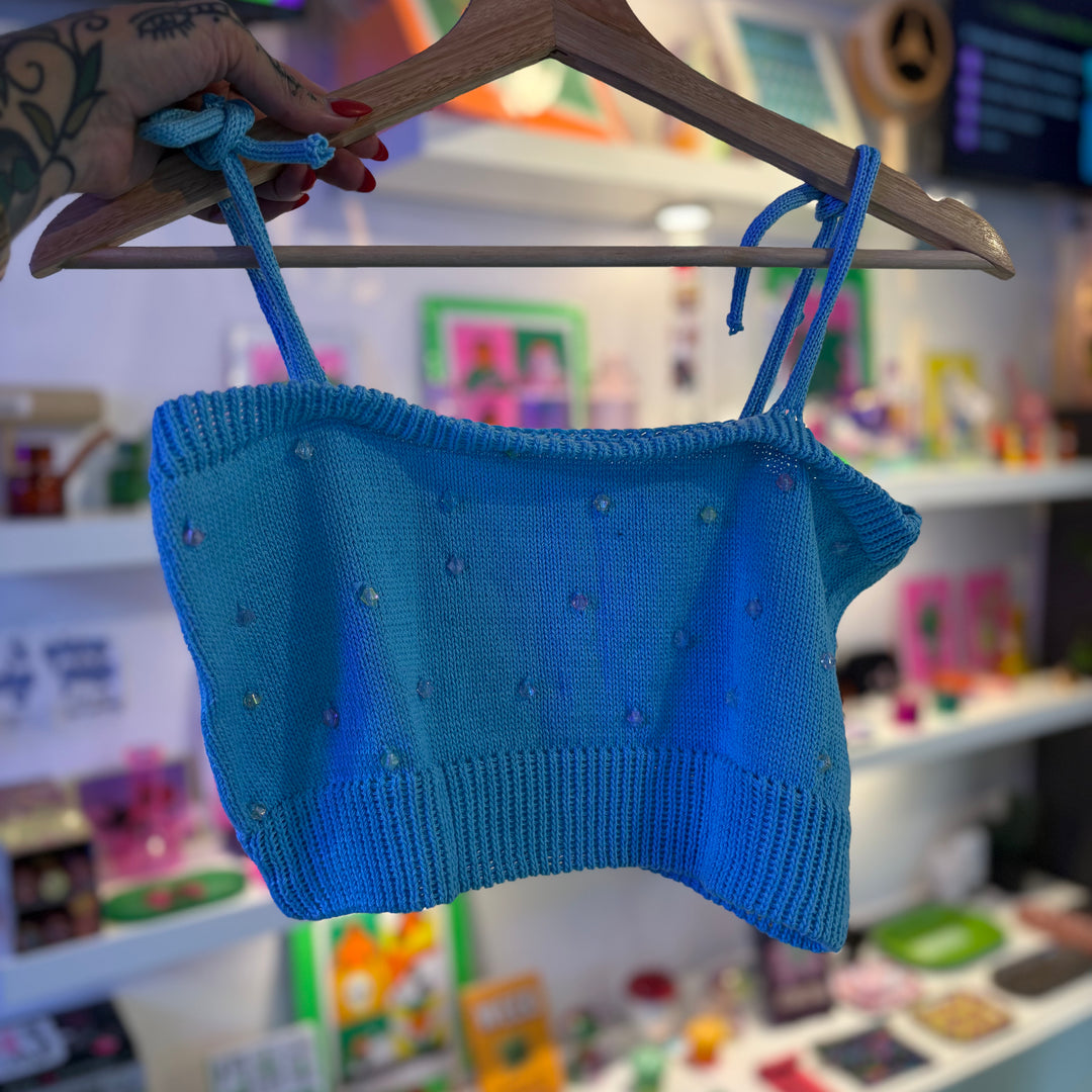 Top Azul de Crochet