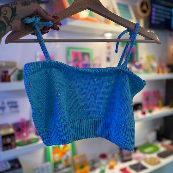Top Azul de Crochet