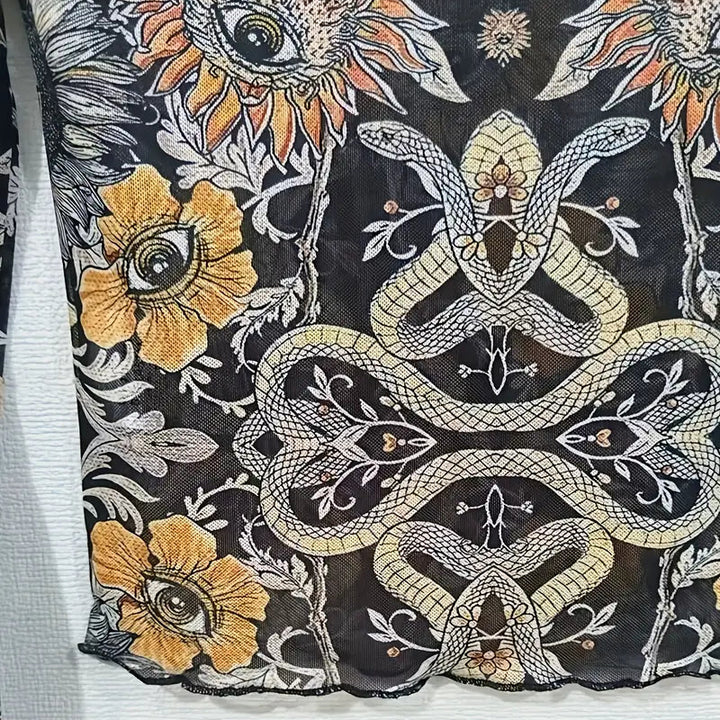 Blusa mesh ojo floral